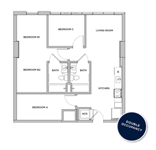 C3 - 3x2 Primary Bedroom Shared Bathroom floor plan